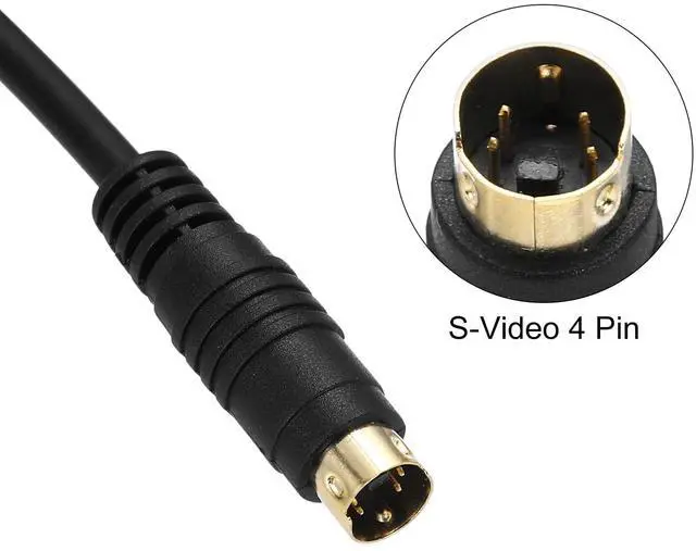 Alt view image 3 of 5 - S Video Cable 3.3ft, Mini DIN 4 Pin S-Video Cable Male to Male Gold Plated Connector Transfer for TV Receiver Monitor S-VHS VCR DVD