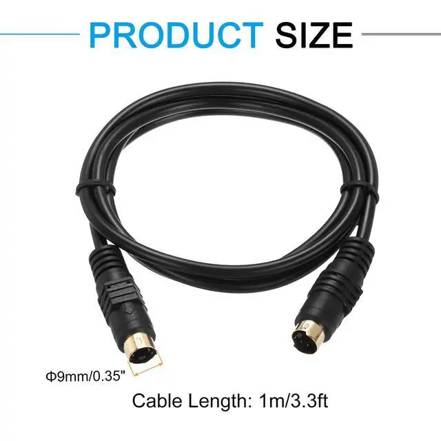 Alt view image 2 of 5 - S Video Cable 3.3ft, Mini DIN 4 Pin S-Video Cable Male to Male Gold Plated Connector Transfer for TV Receiver Monitor S-VHS VCR DVD