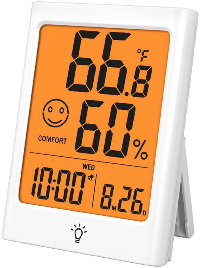 Main image of Digital Indoor Thermometer for Room, Smart Temperature Humidity Monitor with Backlight, Comfort Indicator, Max/Min Record, Time, Calendar, Alarm, °c/°f Switch for Bedroom, School