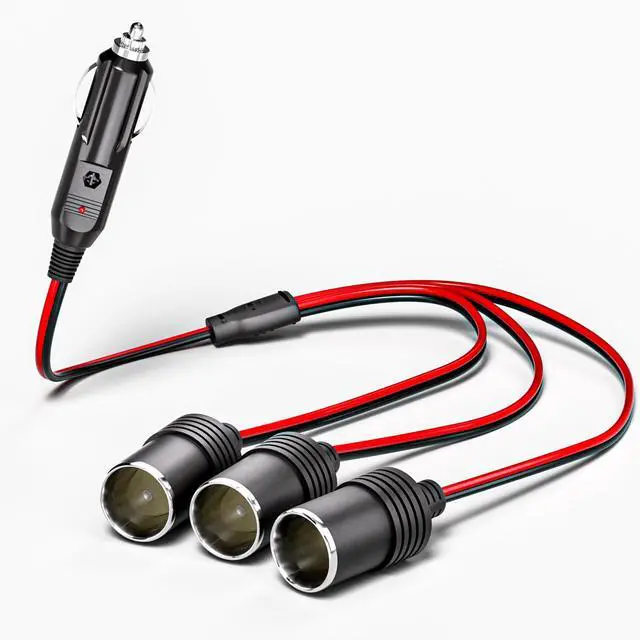 Main image of Car Cigarette Lighter Splitter 1 to 3 12V 24V Power Charger 3 Way Socket Splitter Cigarette Lighter Extension Cord Cable