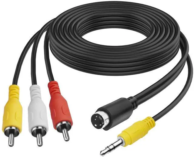 Main image of S-Video 4 Pin to 3 RCA AV Composite Cable with 3.5mm TRS Plug, 3 RCA Male to 4 Pin Mini DIN S-Video + 3.5mm (1/8 inch) TRS Male Stereo Audio Video Cable PC to TV (1.8M)