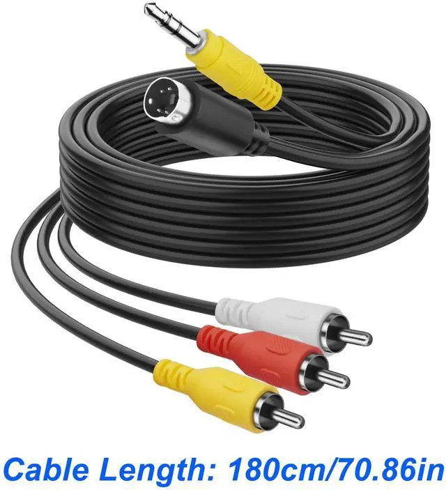 Alt view image 2 of 7 - S-Video 4 Pin to 3 RCA AV Composite Cable with 3.5mm TRS Plug, 3 RCA Male to 4 Pin Mini DIN S-Video + 3.5mm (1/8 inch) TRS Male Stereo Audio Video Cable PC to TV (1.8M)