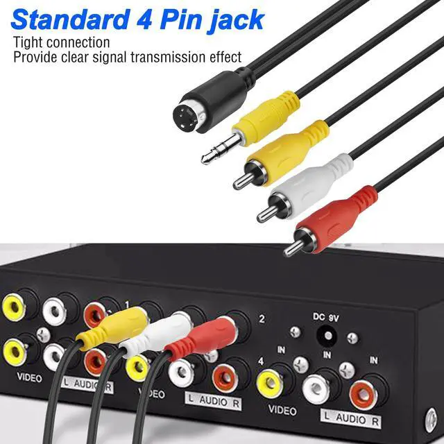 Alt view image 4 of 7 - S-Video 4 Pin to 3 RCA AV Composite Cable with 3.5mm TRS Plug, 3 RCA Male to 4 Pin Mini DIN S-Video + 3.5mm (1/8 inch) TRS Male Stereo Audio Video Cable PC to TV (1.8M)