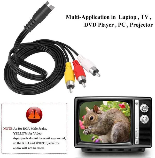Alt view image 5 of 7 - 4 Pin S-Video to 3 Male RCA Composite Video Cable 1.45M(4.75FT)