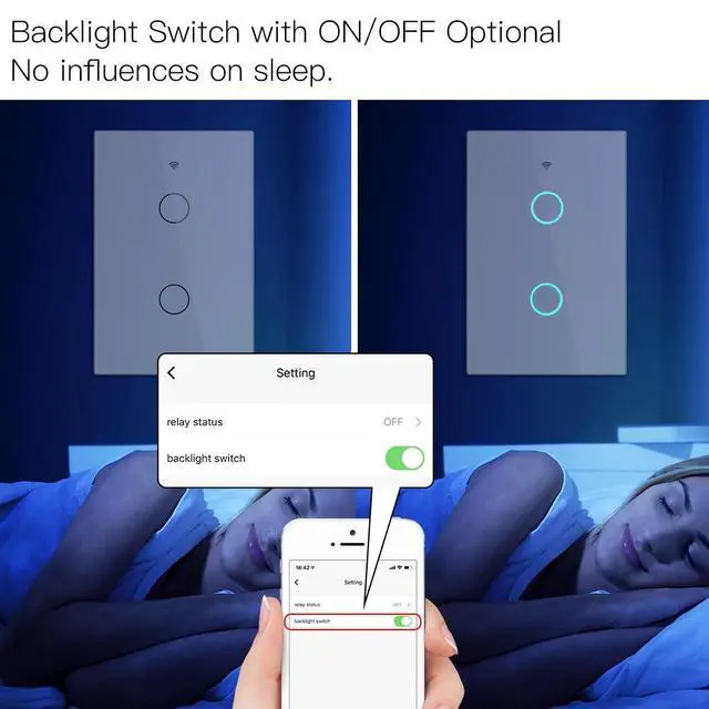 Alt view image 5 of 6 - 2.4GHz WiFi Wall Touch Smart Switch Neutral Wire Required, 3 Way Multi-Control, Glass Panel Light Switch Work with Smart Life/Tuya App, RF433 Remote Control, Alexa and Google Home White 2 Gang