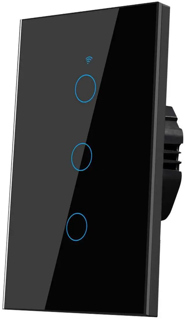 Main image of 2.4GHz WiFi Smart Wall Touch Light Switch (Glass Panel, Alexa Multi-Control Compatible, Compatible with Multiple Platforms) (Wall Switch 3 Gang)