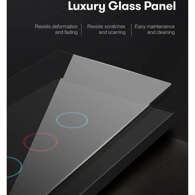 Alt view image 6 of 7 - 2.4GHz WiFi Smart Wall Touch Light Switch (Glass Panel, Alexa Multi-Control Compatible, Compatible with Multiple Platforms) (Wall Switch 3 Gang)