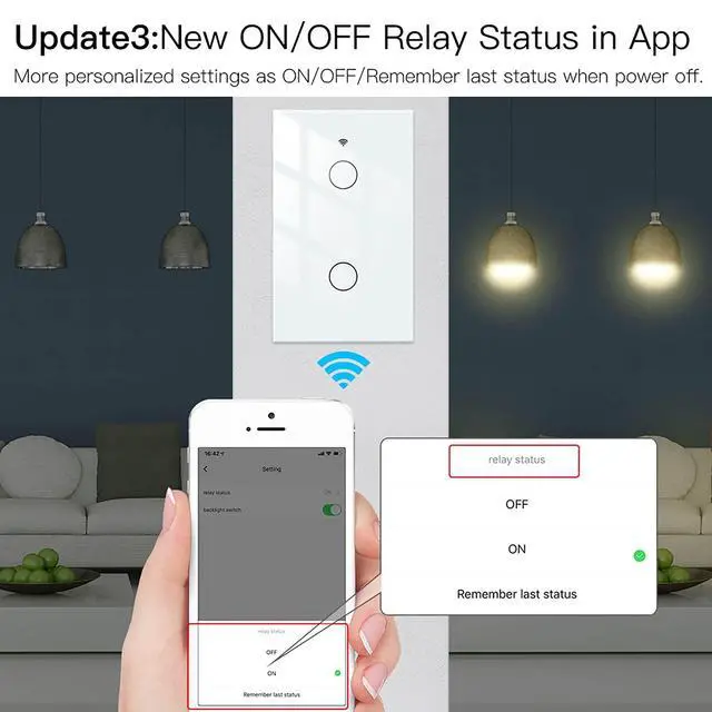 Alt view image 5 of 7 - WiFi Smart Wall Light Switch,Glass Panel, Multi-Control(3 Way), 2.4GHz Wi-Fi Touch Switches, Neutral Wire Required, Remote Control Smart Life/Tuya App, Work with Alexa, Google Home White 2 Gang