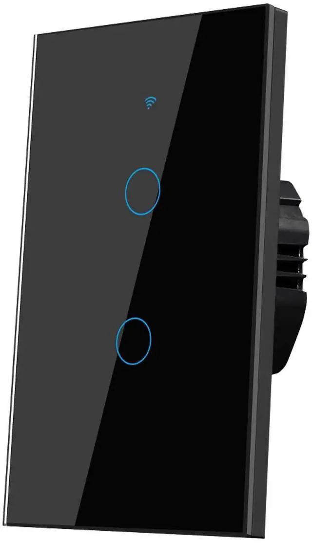 Main image of 2.4GHz WiFi Smart Wall Touch Light Switch (Glass Panel, Alexa Multi-Control Compatible, Compatible with Multiple Platforms) (Wall Switch 2 Gang)