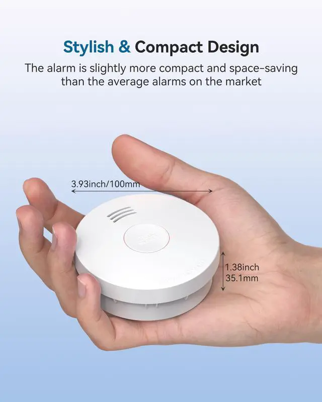 Alt view image 4 of 7 - Smoke Detector, Smoke Alarm 10 Year Battery with Photoelectric Sensor, Fire Alarm with Low Battery and Fault Warning for House and Bedroom, UL217 Listed, GS525A,1 Pack
