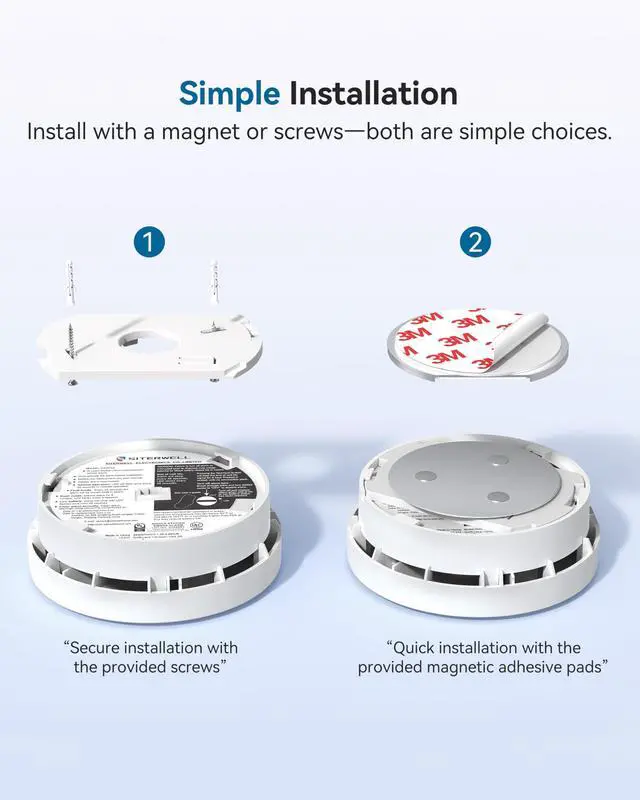 Alt view image 6 of 7 - Smoke Detector, Smoke Alarm 10 Year Battery with Photoelectric Sensor, Fire Alarm with Low Battery and Fault Warning for House and Bedroom, UL217 Listed, GS525A,1 Pack