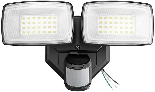 Main image of 32W 2 Head Motion Sensor Outdoor Lights, 3200LM 6500K LED Security Light Hardwired, Dusk to Dawn, Motion Detector Light for Outside, IP65 Waterproof Flood Lights for Garage, Yard(Black)