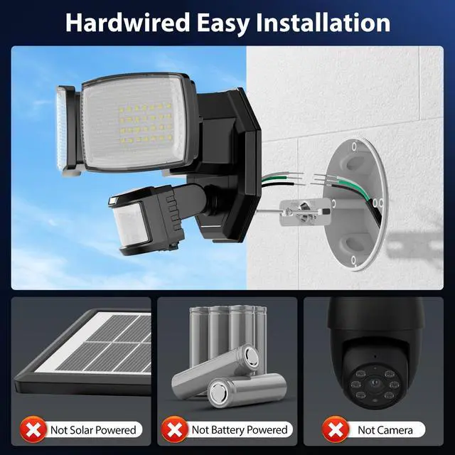 Alt view image 2 of 7 - 32W 2 Head Motion Sensor Outdoor Lights, 3200LM 6500K LED Security Light Hardwired, Dusk to Dawn, Motion Detector Light for Outside, IP65 Waterproof Flood Lights for Garage, Yard(Black)