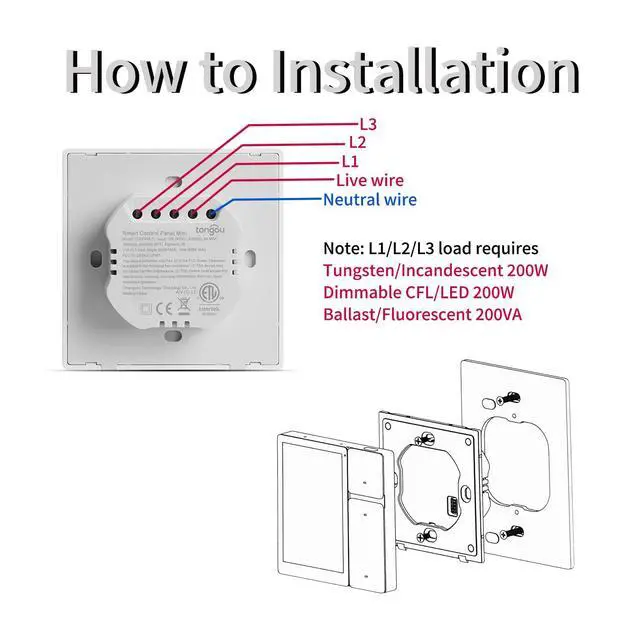 Alt view image 4 of 7 - DIY WiFi Smart Switch, 3-Switch Smart Home Control Panel Mini, 3.5 inch with LCD Touchscreen and Sigmesh, IR Remote Control, Tuya/Smart Life App, Partition Control, FCC Certificated, ETL Listed