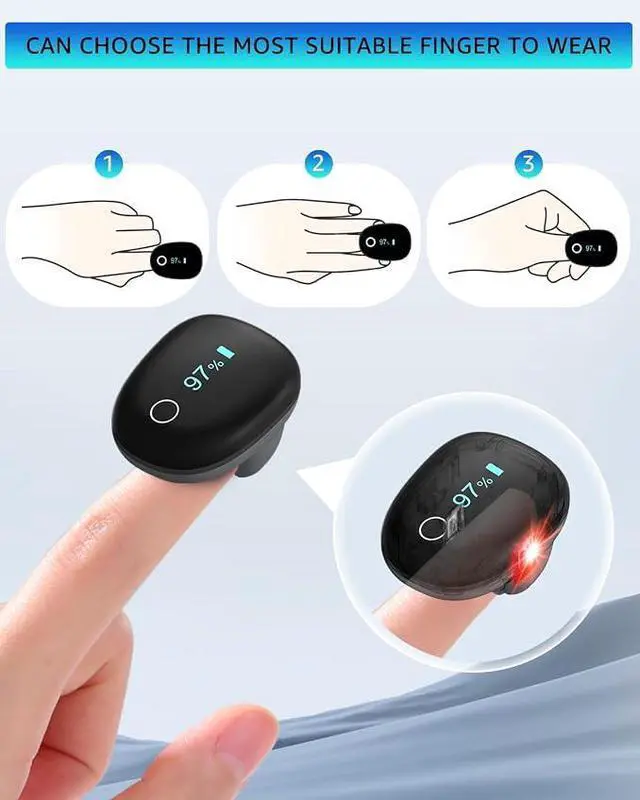 Alt view image 2 of 3 - HealthTree JKS50G Sleep O2Ring Recording Pulse Oximeter Continuous Blood Oxygen Saturation & Pulse Rate Overnight, Bluetooth Wearable Sleep Tracking Ring, Export Sleep Report & Raw Data