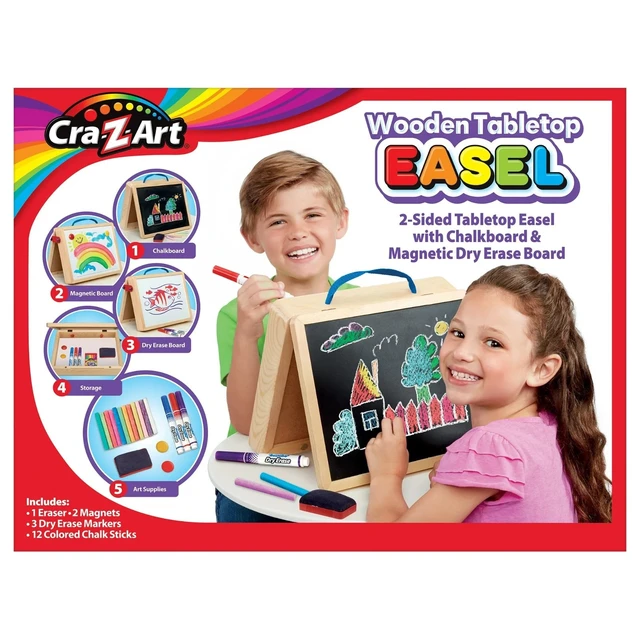 Alt view image 7 of 7 - Cra-Z-Art Portable Wood Tabletop Art Easel with Chalkboard and Dry Erase Board