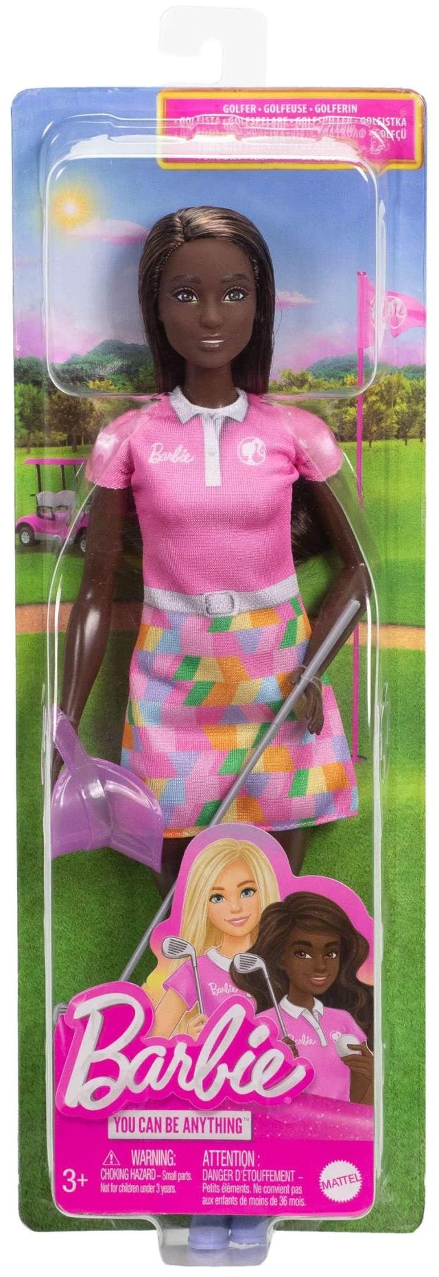 Alt view image 6 of 6 - Barbie Golf Player, Brunette, Fashion Doll in Pink Golf Outfit, A Dress That Can Be Off with Sun Visor and Golf Club, JCR69