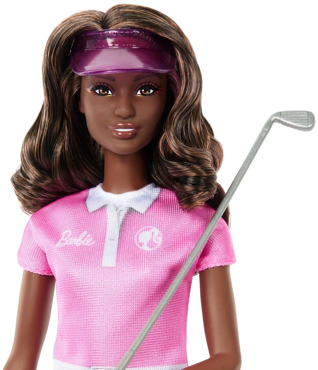 Alt view image 2 of 6 - Barbie Golf Player, Brunette, Fashion Doll in Pink Golf Outfit, A Dress That Can Be Off with Sun Visor and Golf Club, JCR69