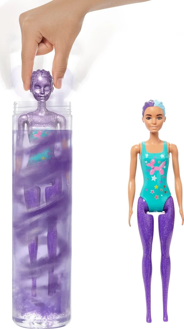 Alt view image 2 of 6 - Barbie Color Reveal Doll, Glittery Purple with 25 Hairstyling & Party-Themed Surprises Including 10 Plug-in Hair Pieces
