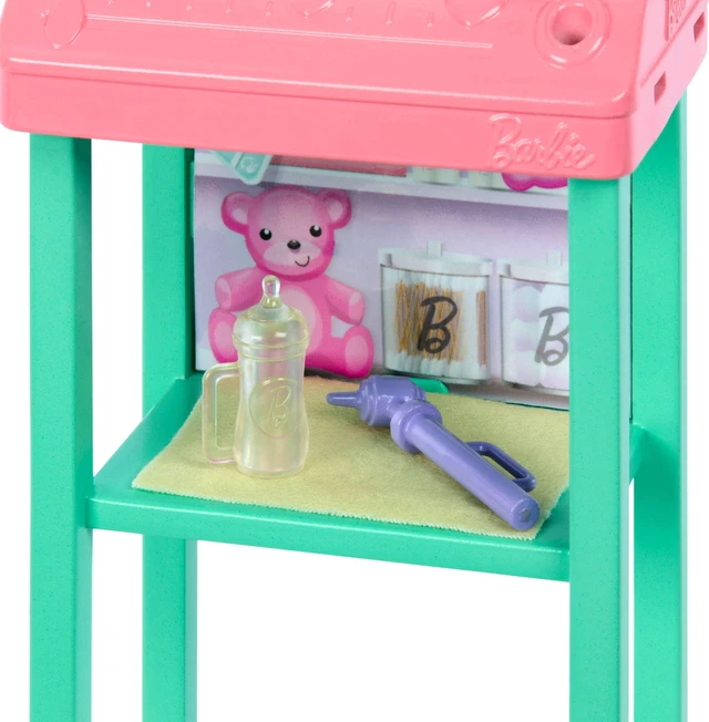 Alt view image 5 of 6 - Barbie Baby Doctor Playset with Blonde Fashion Doll Wearing Pink Scrubs, Baby Doll, Furniture & Accessories