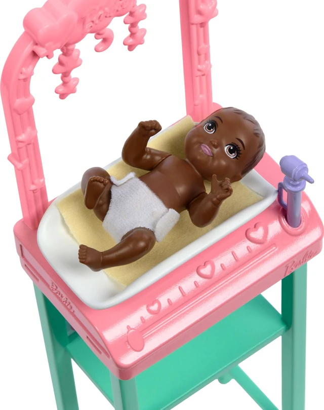 Alt view image 4 of 6 - Barbie Baby Doctor Playset with Blonde Fashion Doll Wearing Pink Scrubs, Baby Doll, Furniture & Accessories