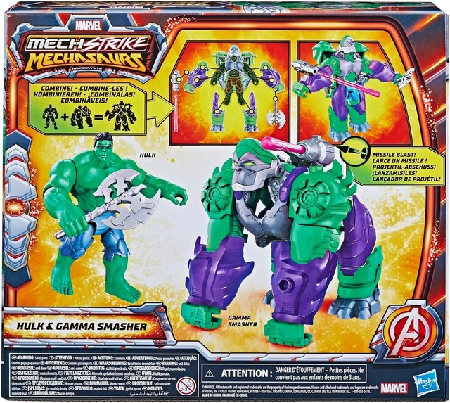Alt view image 2 of 5 - Marvel Mech Strike Mechasaurs, 4.5-Inch Hulk with Gamma Smasher Mechasaur