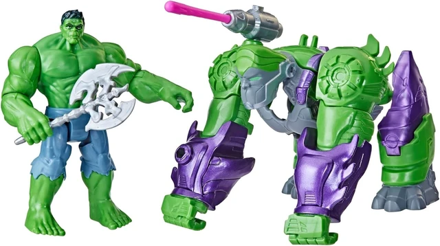 Alt view image 5 of 5 - Marvel Mech Strike Mechasaurs, 4.5-Inch Hulk with Gamma Smasher Mechasaur