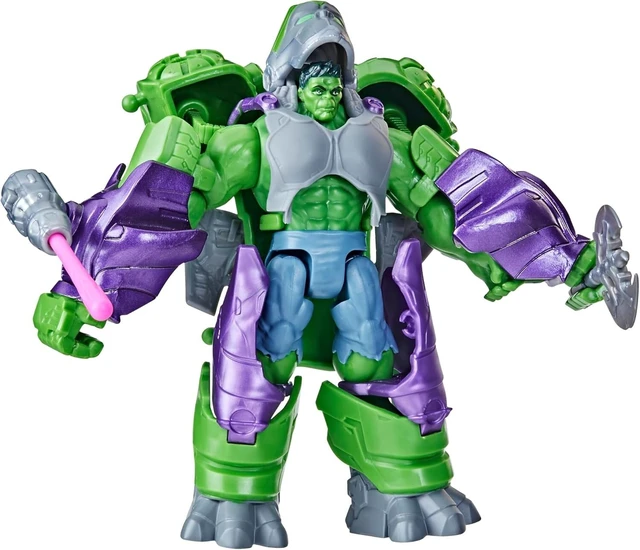 Alt view image 4 of 5 - Marvel Mech Strike Mechasaurs, 4.5-Inch Hulk with Gamma Smasher Mechasaur