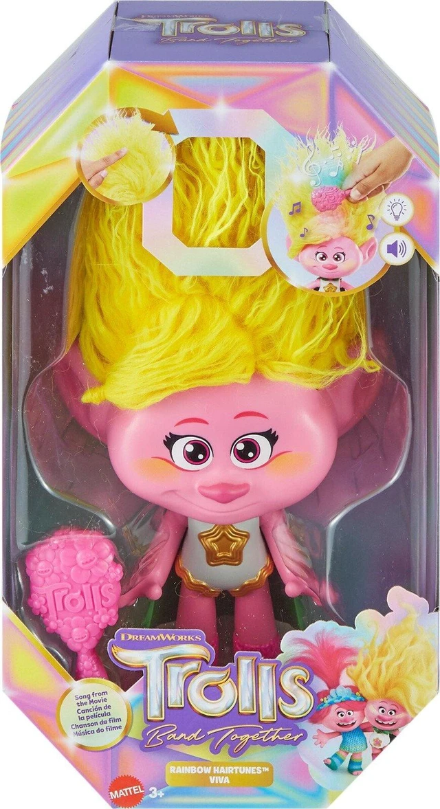 Main image of Trolls Band Together Rainbow HairTunes Viva Doll with Light & Sound