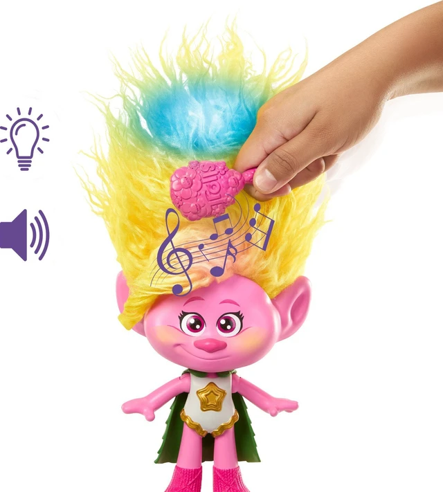 Alt view image 2 of 5 - Trolls Band Together Rainbow HairTunes Viva Doll with Light & Sound