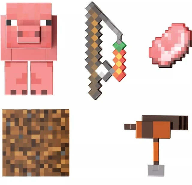Alt view image 3 of 5 - Mattel Minecraft Diamond Level Pig Action Figure