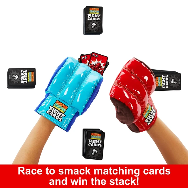 Alt view image 3 of 6 - Mattel Games Rock Em Sock Em Robots Fight Cards Card Game, Team Party Game for Kids & Adults with 2 Boxing Gloves