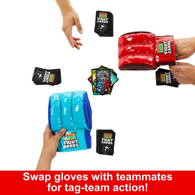 Alt view image 4 of 6 - Mattel Games Rock Em Sock Em Robots Fight Cards Card Game, Team Party Game for Kids & Adults with 2 Boxing Gloves