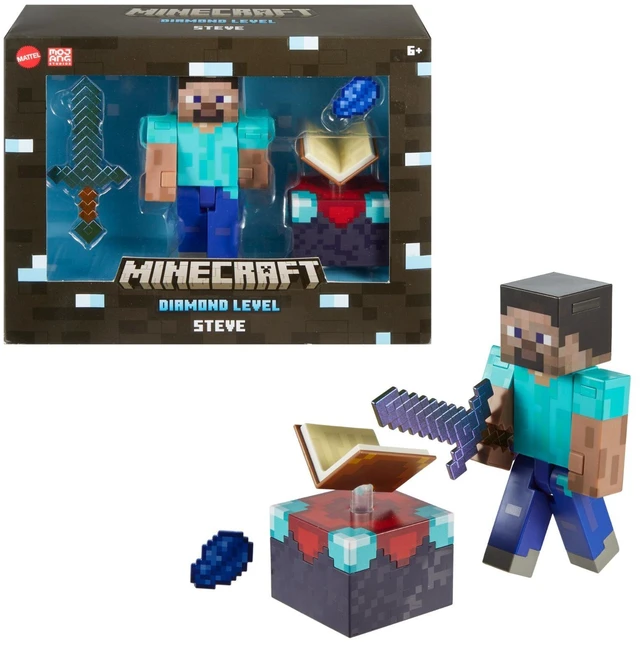 Main image of Minecraft Diamond Level Steve Action Figure, 3 Accessories, 5.5-in
