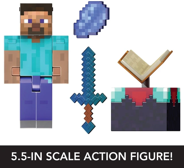 Alt view image 3 of 6 - Minecraft Diamond Level Steve Action Figure, 3 Accessories, 5.5-in