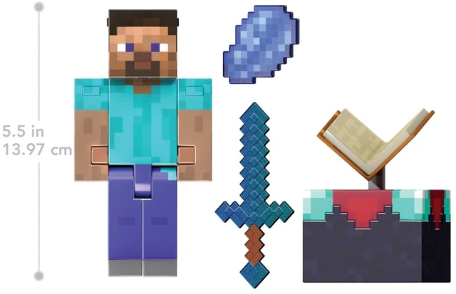 Alt view image 6 of 6 - Minecraft Diamond Level Steve Action Figure, 3 Accessories, 5.5-in