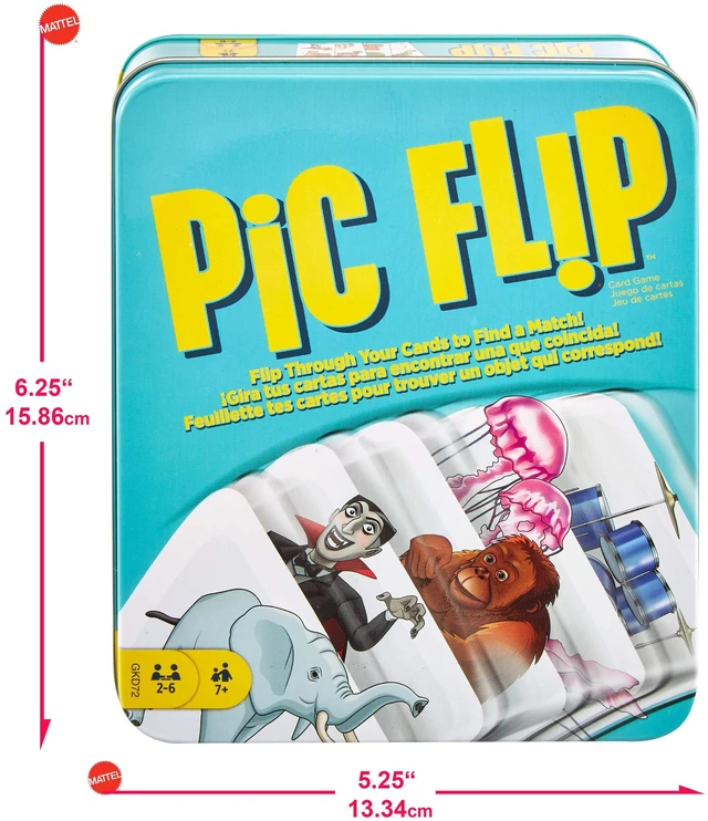Alt view image 3 of 6 - Mattel Games PIC FLIP Card Matching Game with 110 Cards in a Decorative Tin, Makes a Great Game for 7 Year Olds and Up