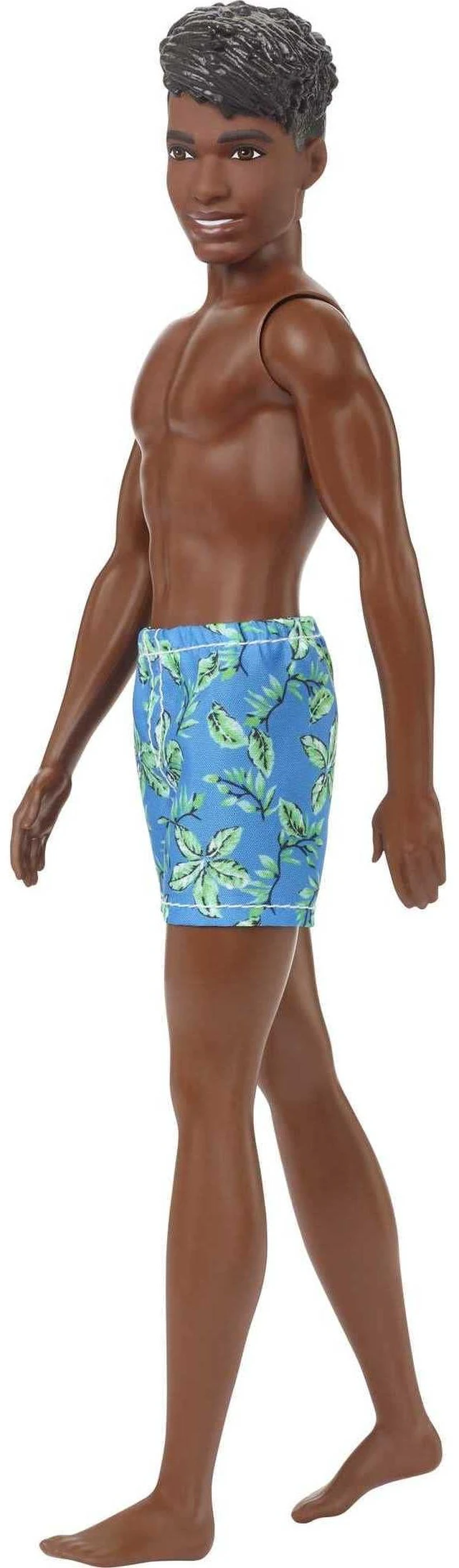 Alt view image 2 of 5 - Barbie Ken Beach Doll, Black Hair, Blue Tropical Swim Trunks