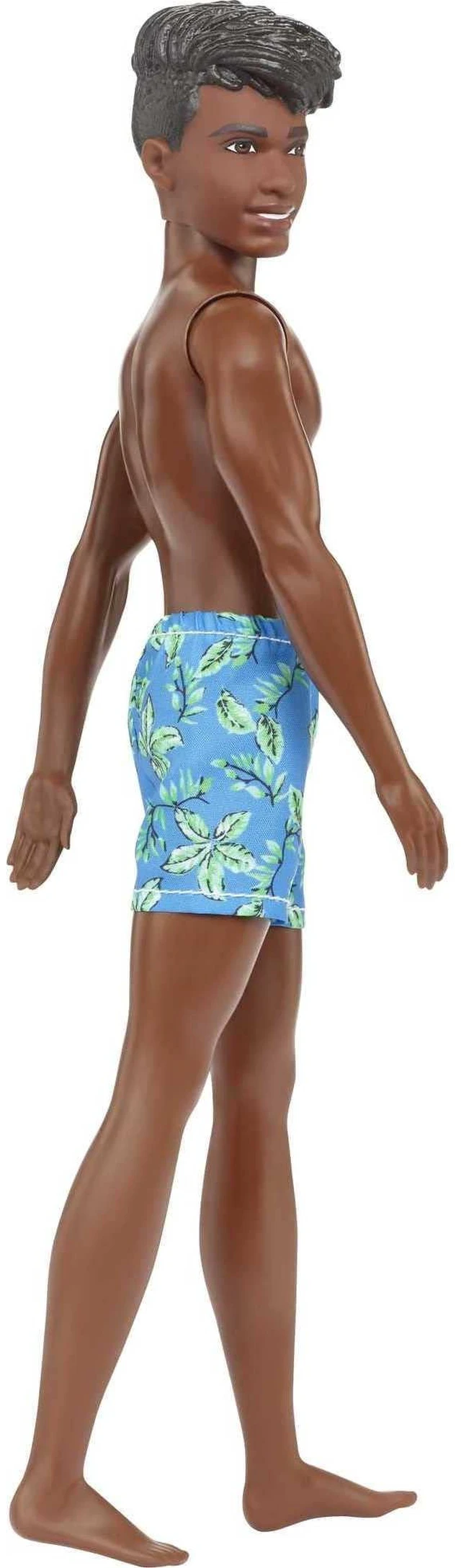 Alt view image 3 of 5 - Barbie Ken Beach Doll, Black Hair, Blue Tropical Swim Trunks