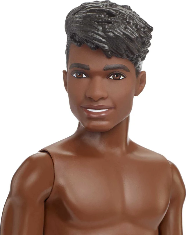 Alt view image 4 of 5 - Barbie Ken Beach Doll, Black Hair, Blue Tropical Swim Trunks