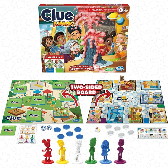 Alt view image 2 of 3 - Clue Junior Board Game 2-Sided Gameboard, 2 Games in 1 (Spanish Version)
