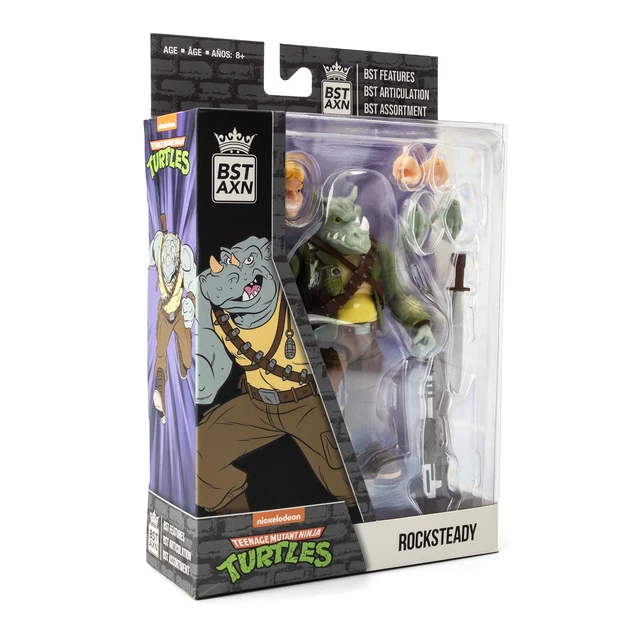 Alt view image 5 of 5 - The Loyal Subjects BST AXN Teenage Mutant Ninja Turtles Rocksteady 5" Action Figure with Accessories, Multicolored