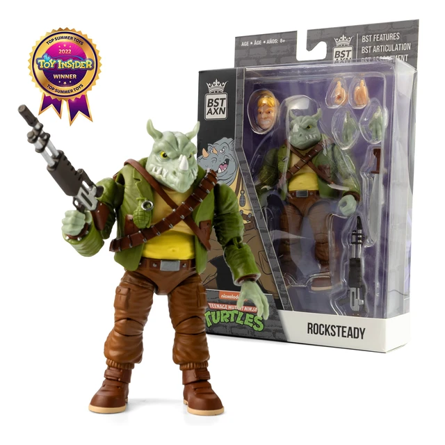Alt view image 4 of 5 - The Loyal Subjects BST AXN Teenage Mutant Ninja Turtles Rocksteady 5" Action Figure with Accessories, Multicolored