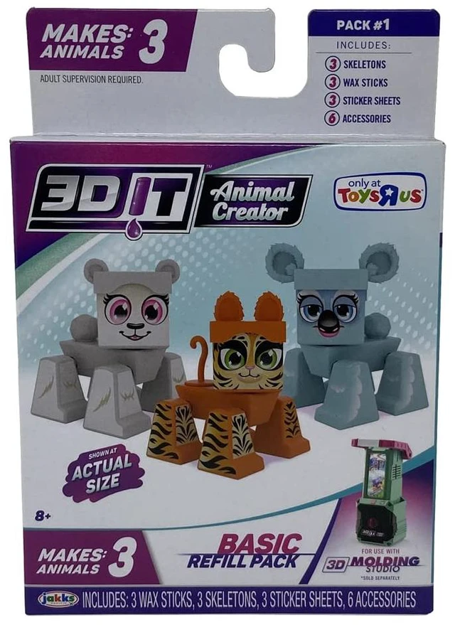 Main image of 3DIT Animal Creator Basic Refill Pack - Makes 3 Animals ~ for Use with 3D Molding Studio (Sold Separately)