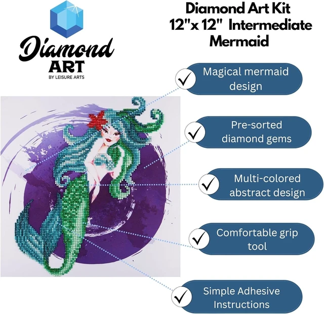 Alt view image 2 of 2 - Diamond Art By Leisure Arts Inter Mermaid, 12"X12"