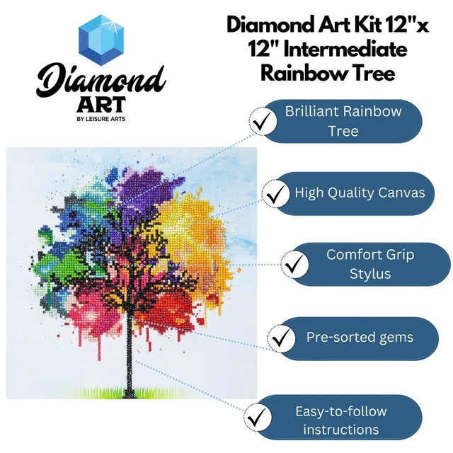 Alt view image 2 of 2 - Diamond Art By Leisure Arts Rainbow Tree, 12"X12"