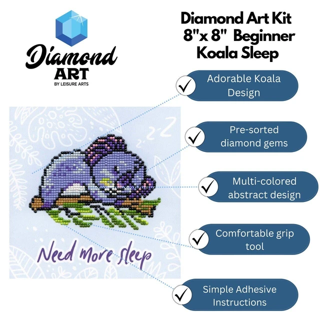 Alt view image 2 of 2 - Diamond Art By Leisure Arts Koala Sleep, 8"X8"