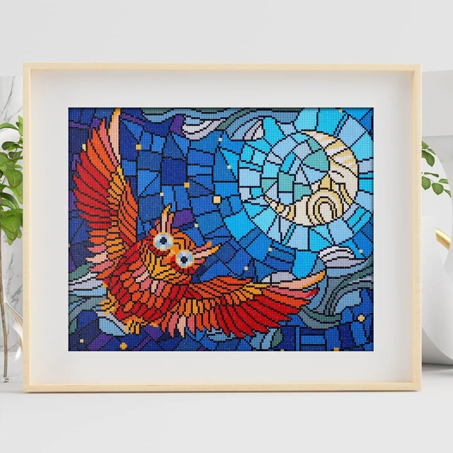 Alt view image 3 of 7 - DIAMOND ART BY LEISURE ARTS Diamond Painting Kits for Adults 16"X20" Advanced Stain Glass Owl, Full Drill, Art Kits, Dimond Art, for Adults, Kit