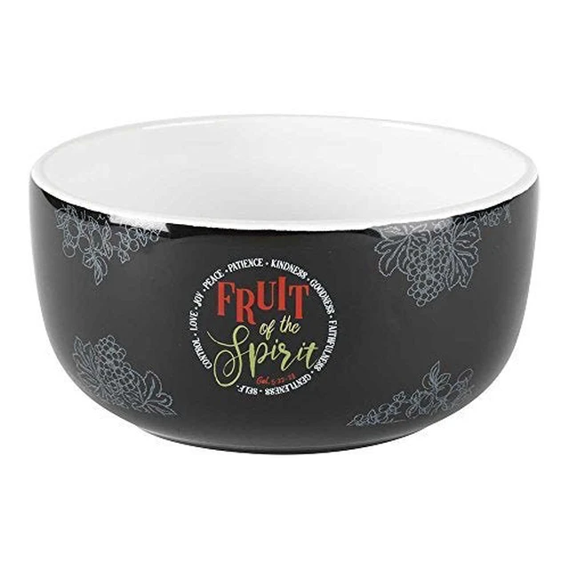 Alt view image 3 of 3 - Dicksons Fruit of The Spirit Grapes and Berries Onyx 8 x 8 Decorative Fruit Bowl