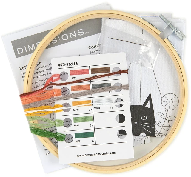 Alt view image 2 of 7 - Dimensions 72-76916 Cat Planter Embroidery Needlepoint Kit for Beginners, 6" D, Multicolor, 5pcs